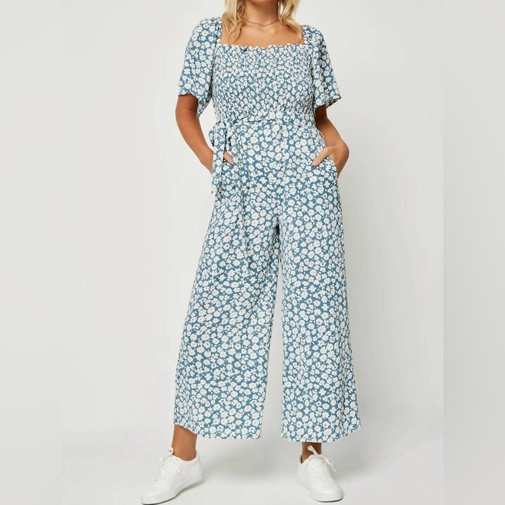 🆕 Hayden wide Leg Floral Jumpsuit Size Large